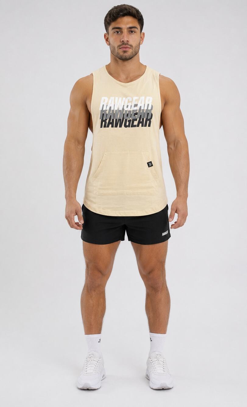 RawGear Stringer Muscle Tank Top Mens Size Medium Cream New RG329 Shirt
